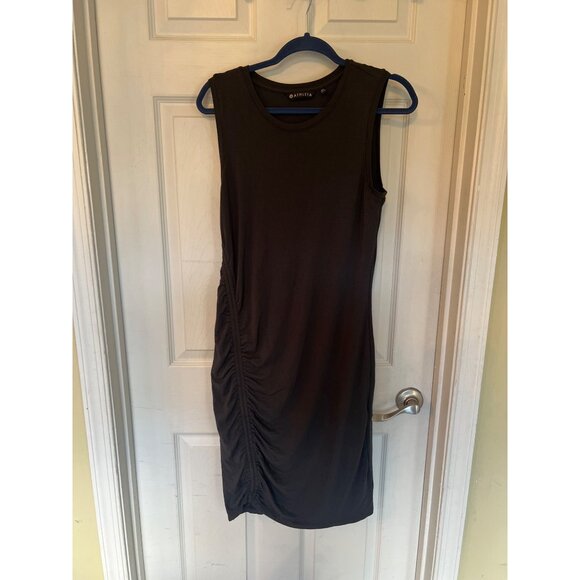 Athleta Side Rushed Grey Sleeveless Midi Length Dress Medium Tall Casual - Picture 1 of 9